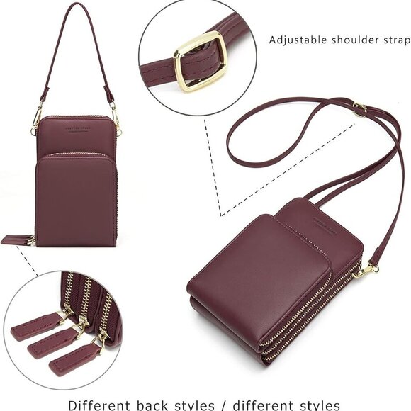 Small Crossbody Cell Phone Bag for Women, Mini Over Shoulder Handbag Purse with - Picture 5 of 6